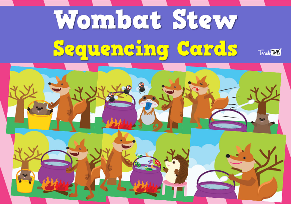 Wombat Stew - Coloured Sequencing Cards