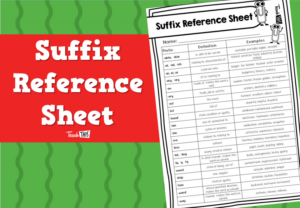 Suffix Reference Sheet