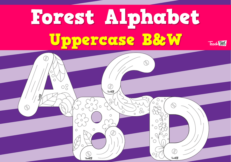 Forest Alphabet - Uppercase B&W