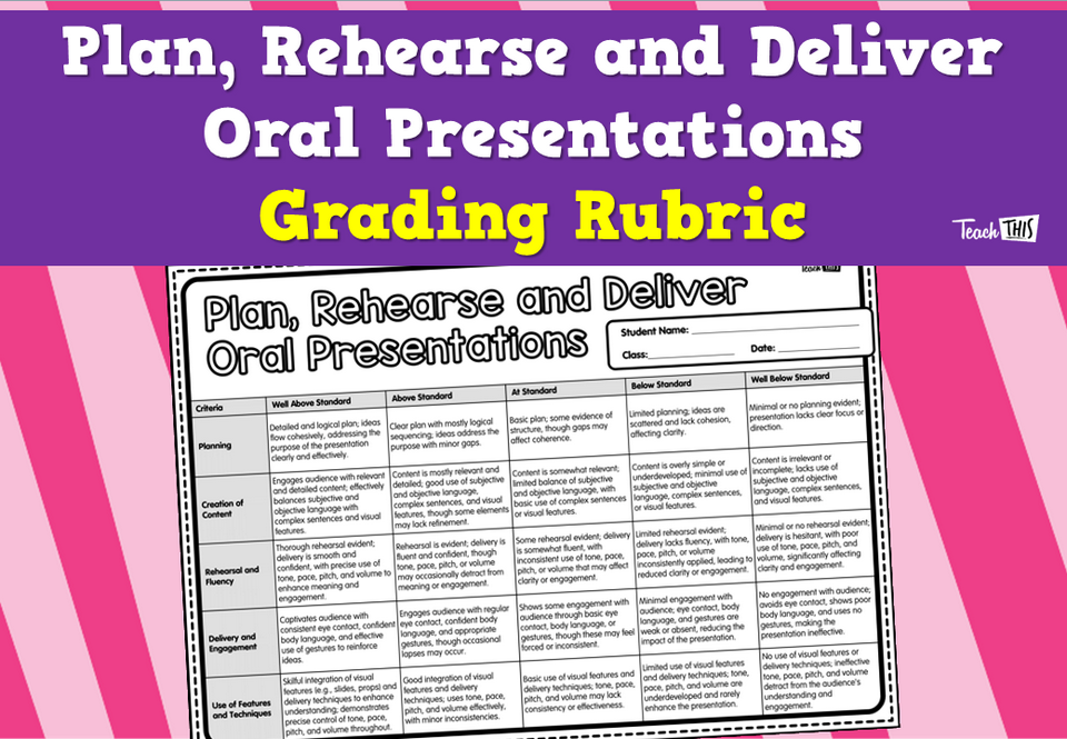 Plan, Rehearse and Deliver Oral Presentations - Grading Rubric