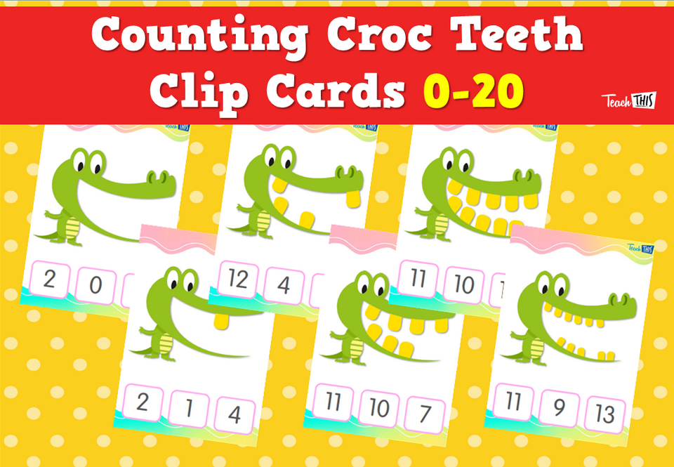 Counting Croc Teeth Clip Cards 0-20