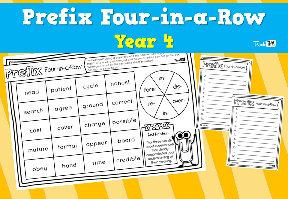 Prefix- Four-in-a-Row- Year 4
