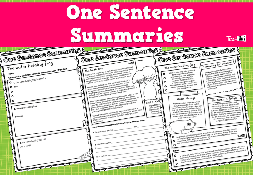 One Sentence Summaries