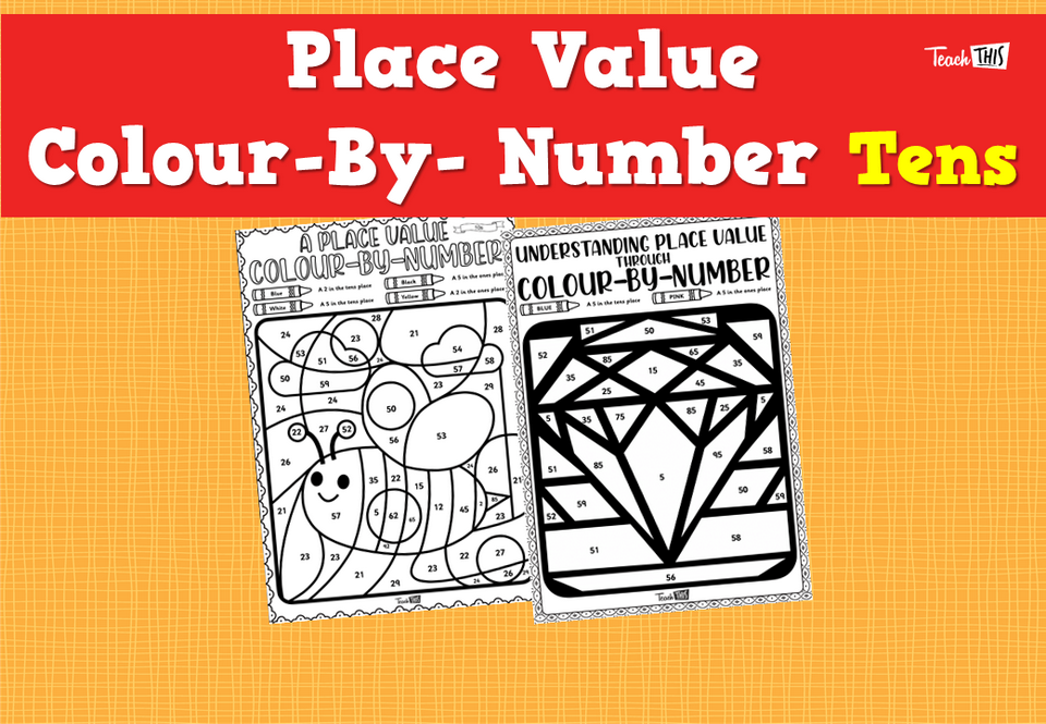 Place Value Colour By Numbers - Tens