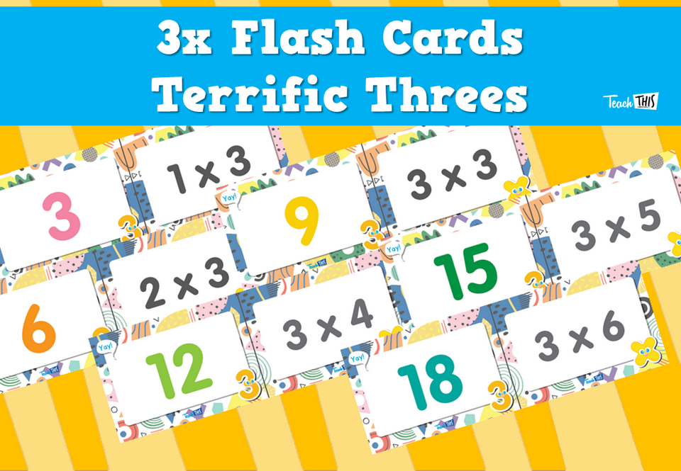3x Flash Cards- Terrific Threes