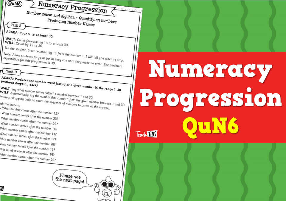 Numeracy Progression - QuN6