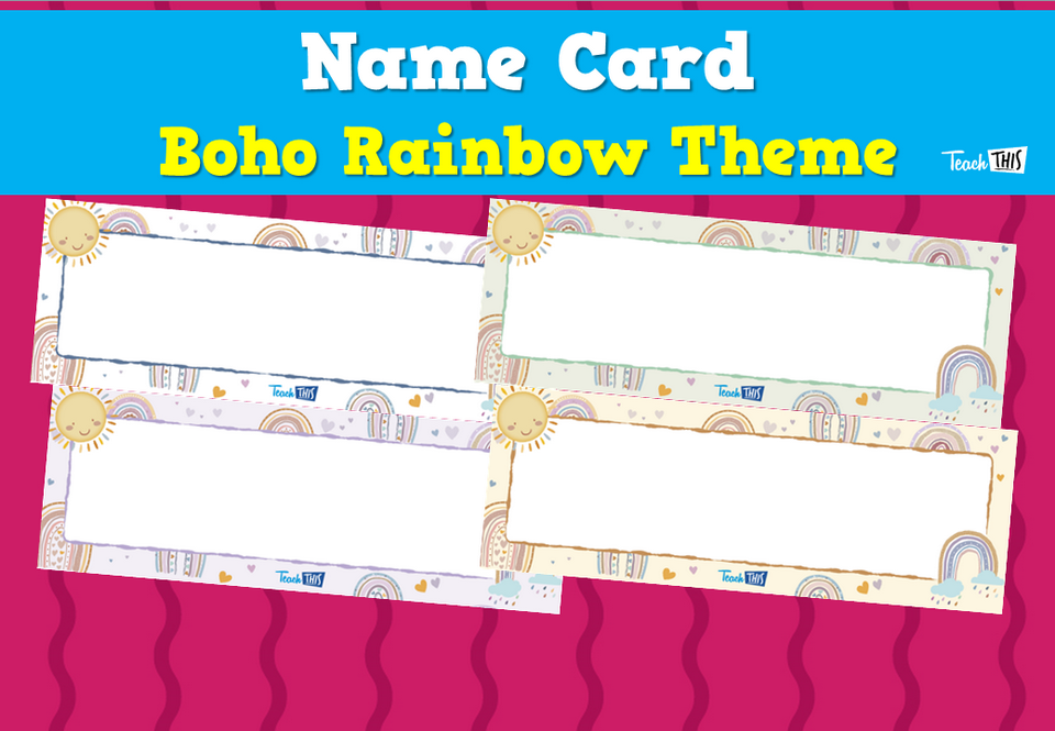 Name Card - Boho Rainbow Theme