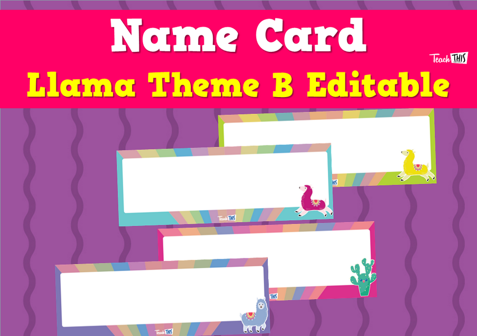Name Card - Llama Theme B Editable