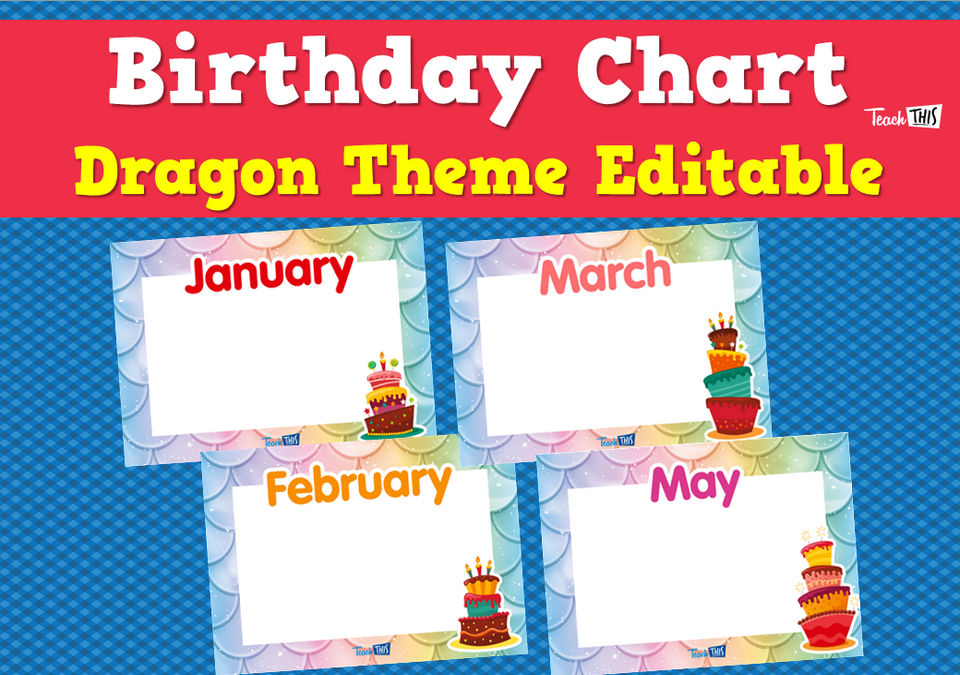 Birthday Chart - Dragon Theme Editable