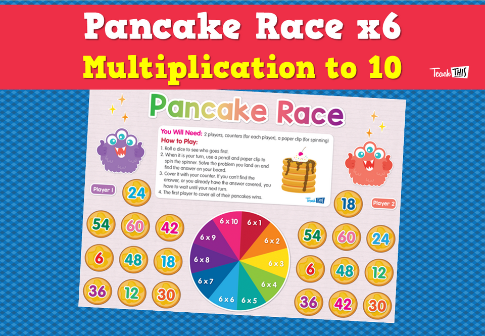 Pancake Race x6 - Multiplication to 10