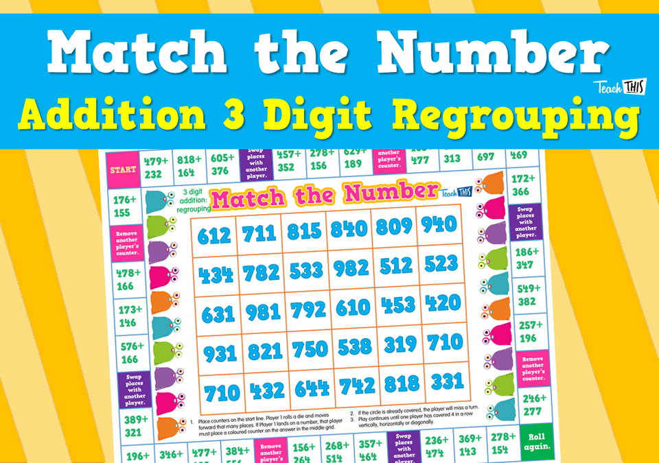 Match the Number - Addition 3 Digit Regrouping