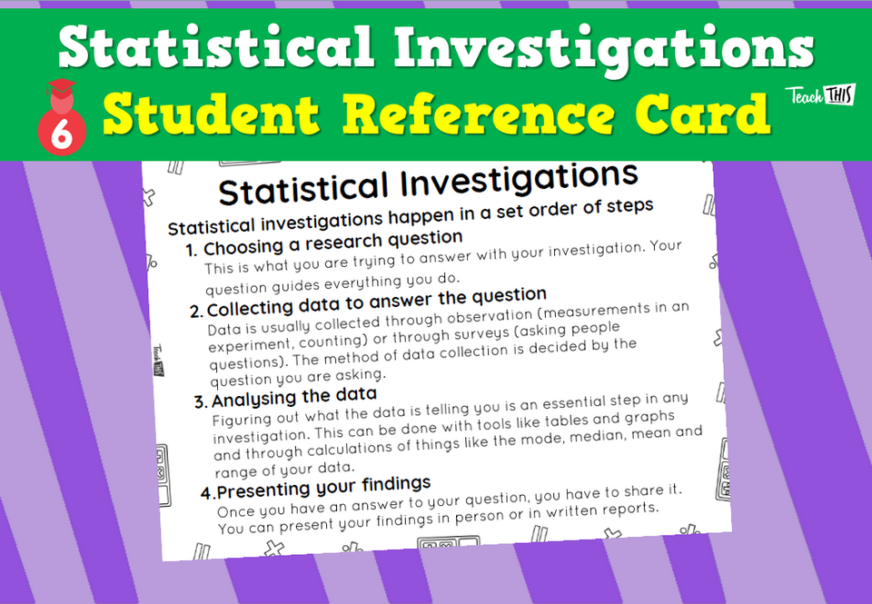 Statistical Investigations - Student Reference Card