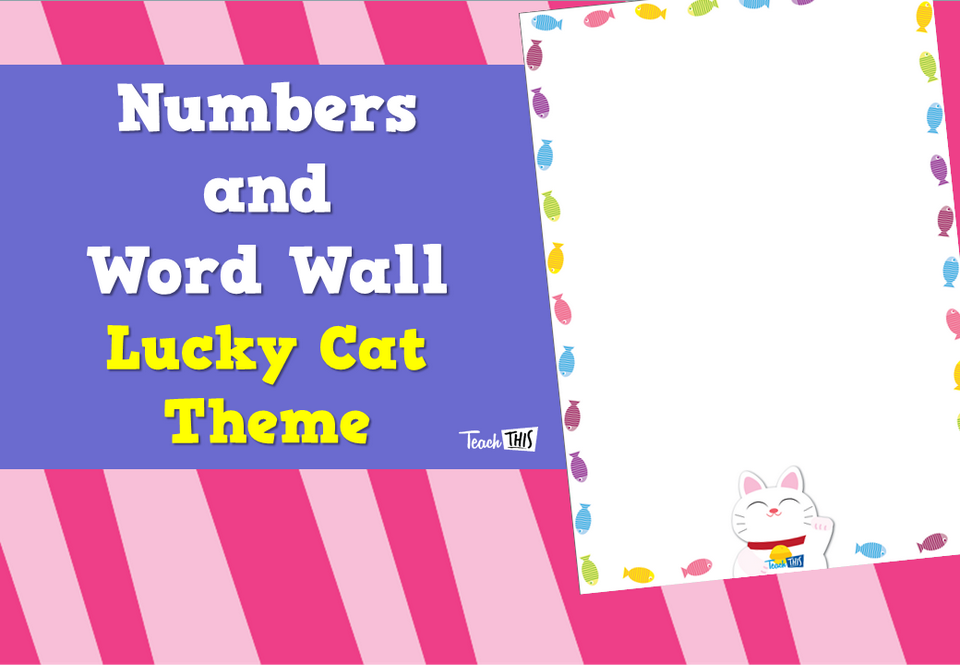 Numbers and Word Wall - Lucky Cat Theme