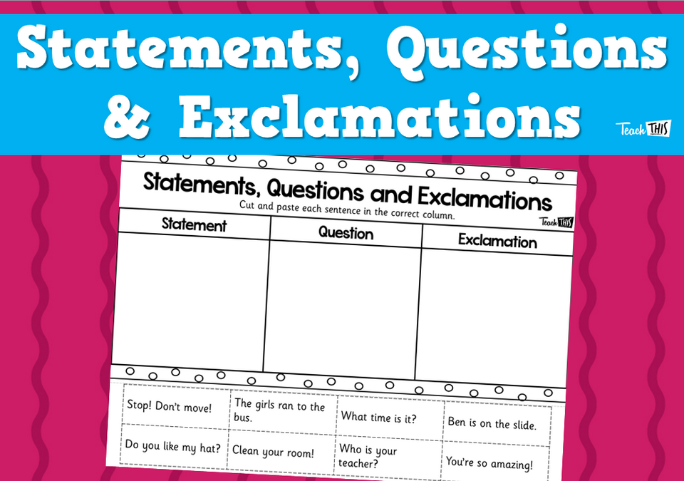 Statements, Questions & Exclamations