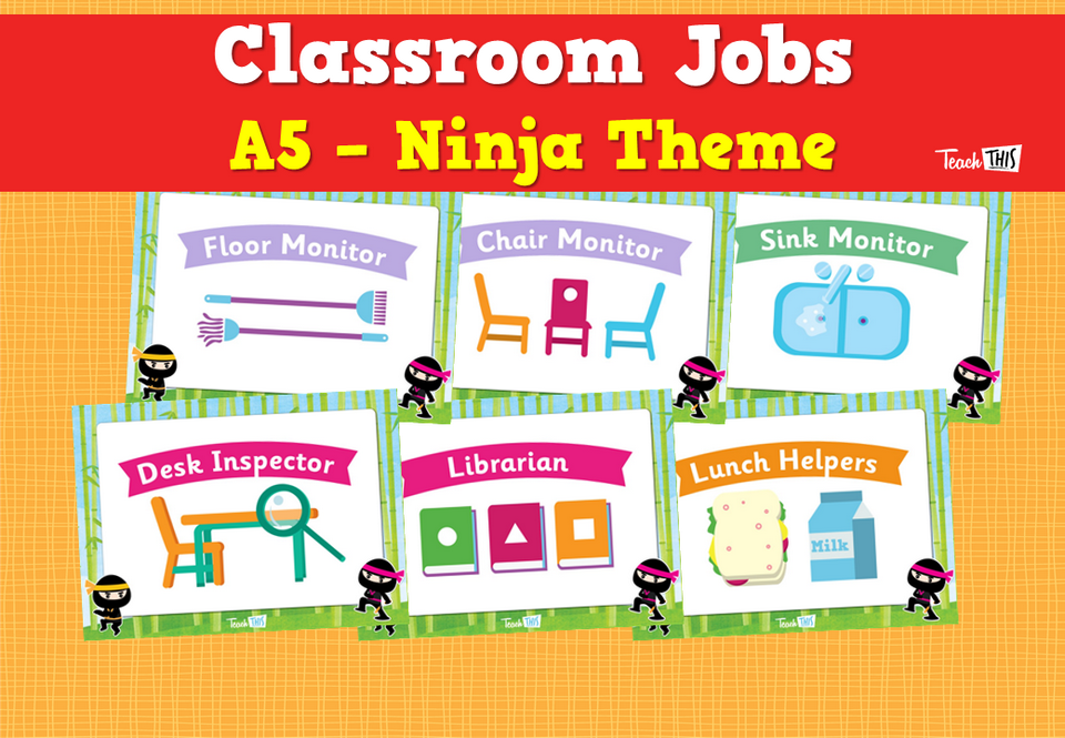 Classroom Jobs A5 - Ninja Theme