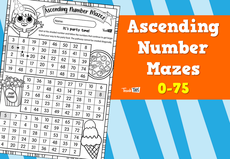 Ascending Number Mazes 0-75