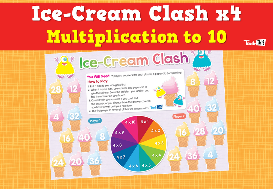 Ice-Cream Clash x4 - Multiplication to 10