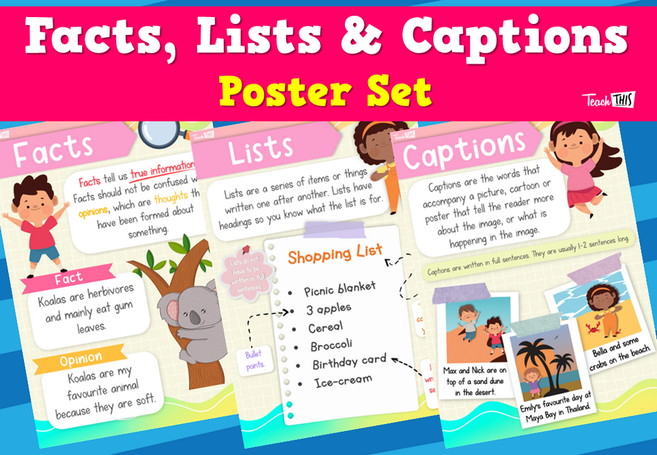 Facts, Lists & Captions Poster Set