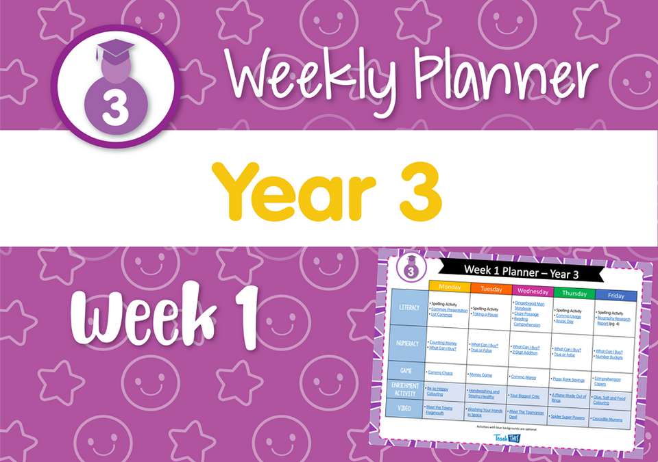 Weekly Planner - Year 3 Week 1