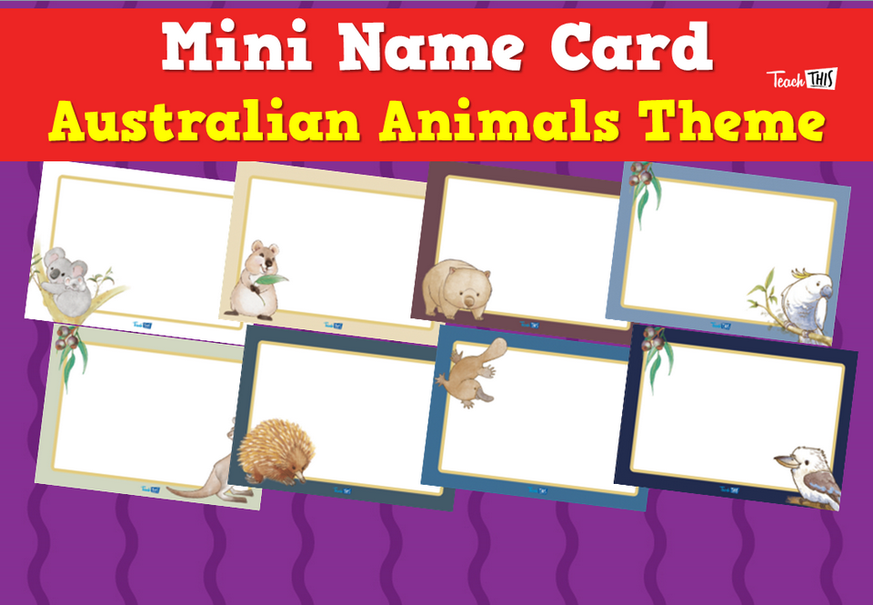 Mini Name Card - Australian Animals Theme