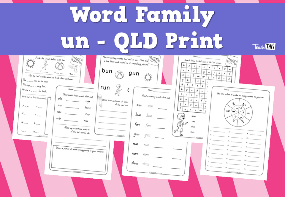 Word Family - un - QLD Print