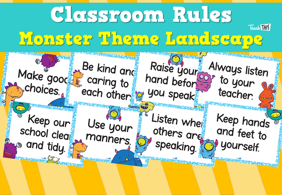 Classroom Rules - Monster Theme Landscape