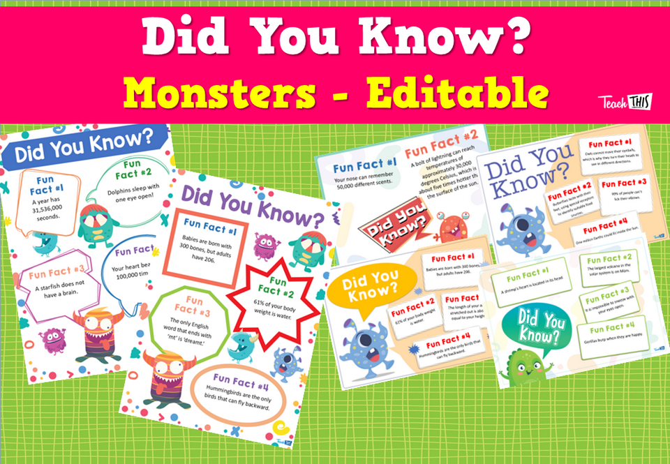 Did You Know?  - Monsters - Editable