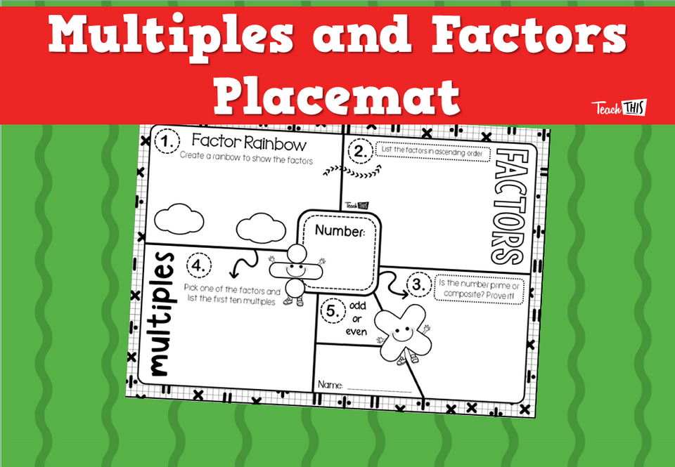 Multiples and Factors Placemat