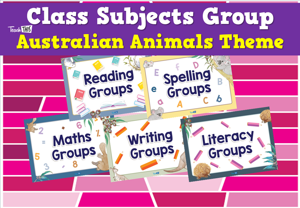Class Subjects Group - Australian Animals Theme