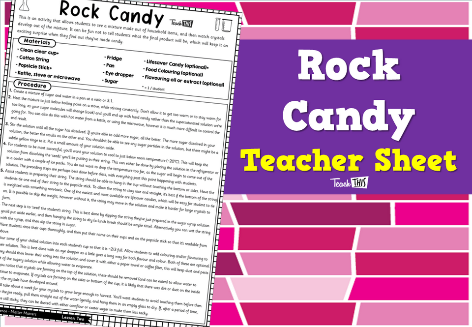 Rock Candy - Teacher Sheet