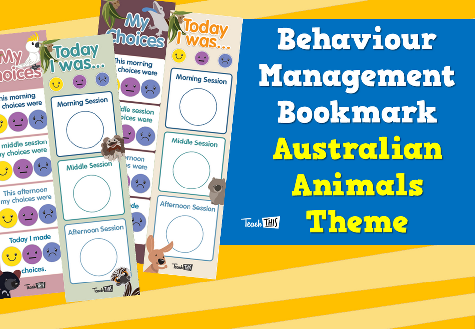 Behaviour Management Bookmark - Australian Animals Theme