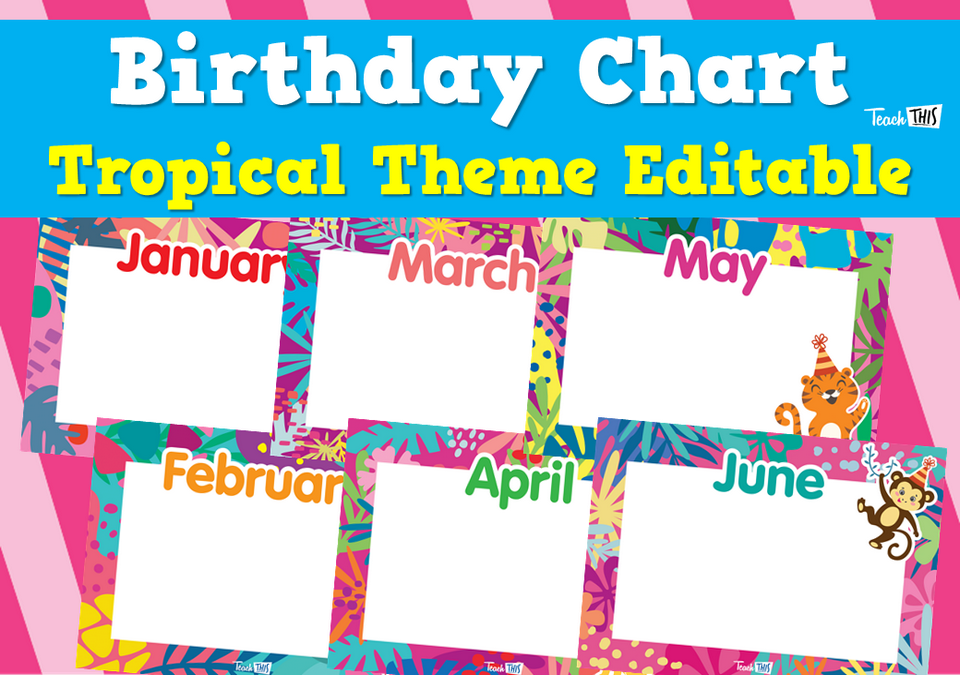 Birthday Chart - Tropical Theme Editable
