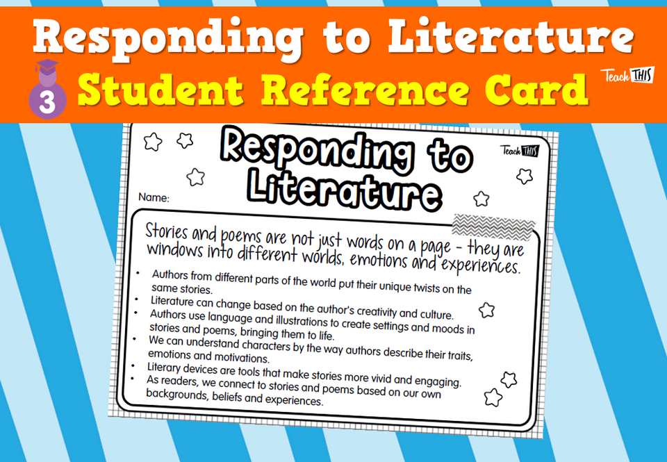 Responding to Literature - Student Reference Card