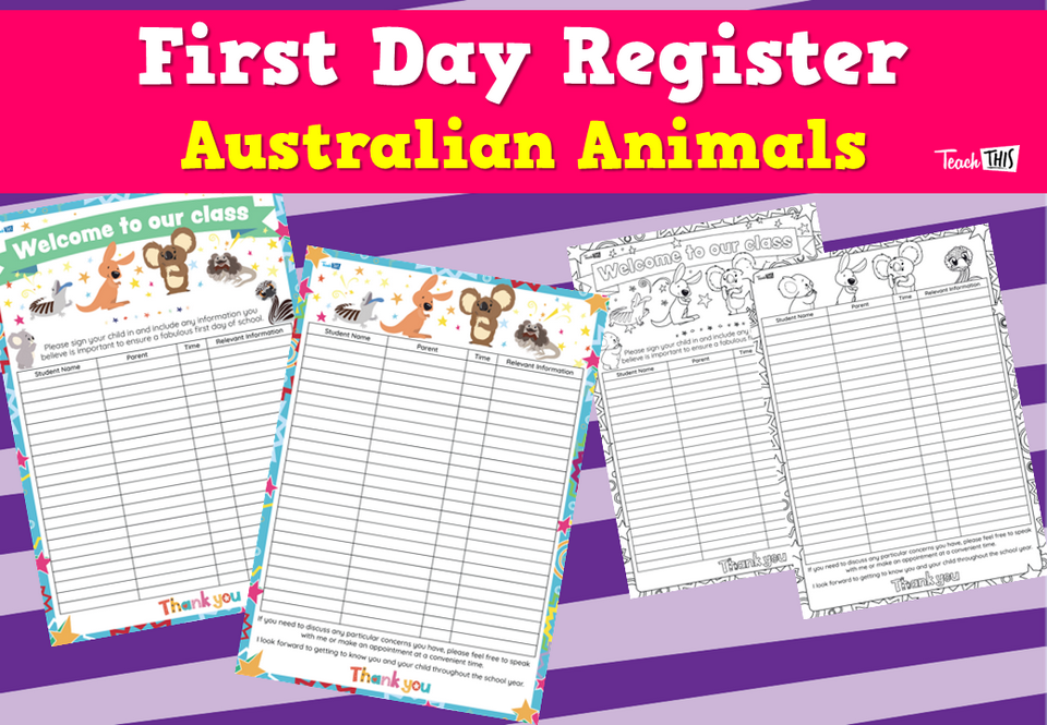 First Day Register - Australian Animals