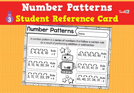 Number Patterns - Student Reference Card