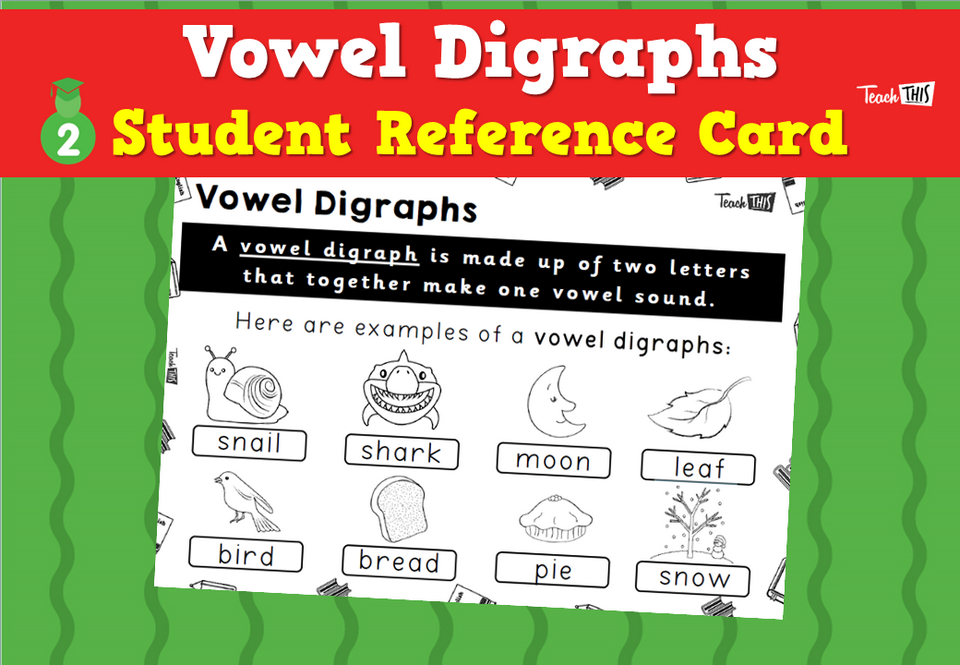 Vowel Digraphs - Student Reference Card