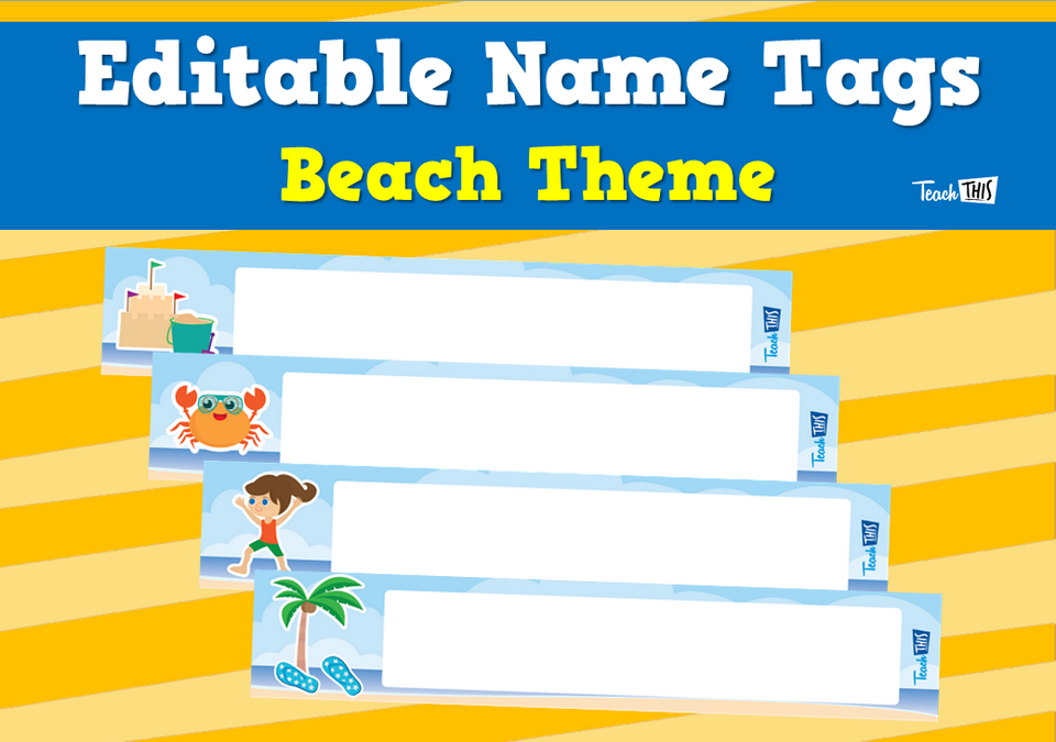 Editable Name Tags - Beach Theme