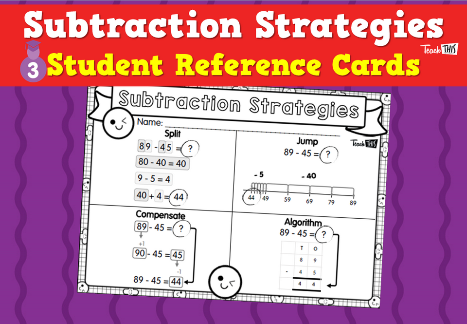 Subtraction Strategies - Student Reference Cards