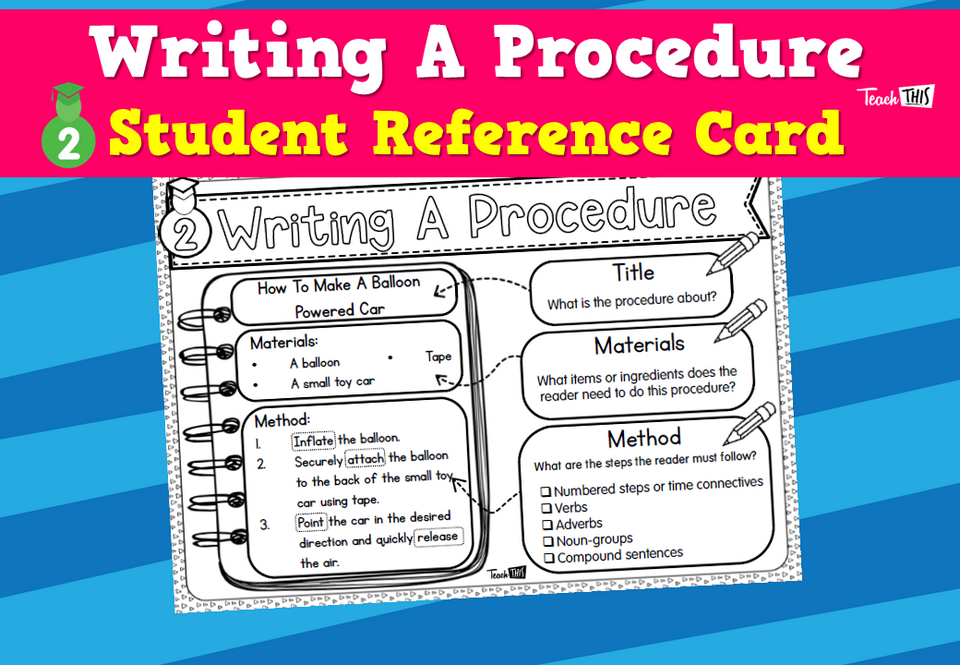 Writing A Procedure - Student Reference Card