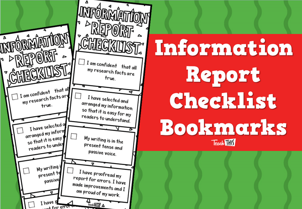 Information Report Checklist Bookmarks