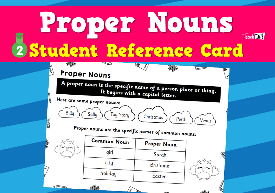 Proper Nouns - Student Reference Card