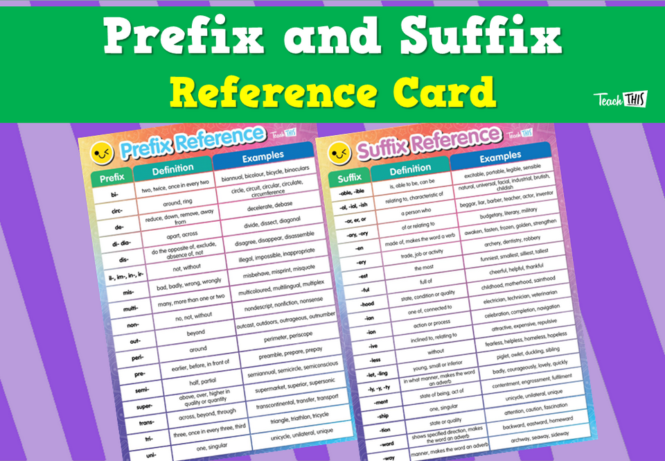 Prefix and Suffix Reference Card