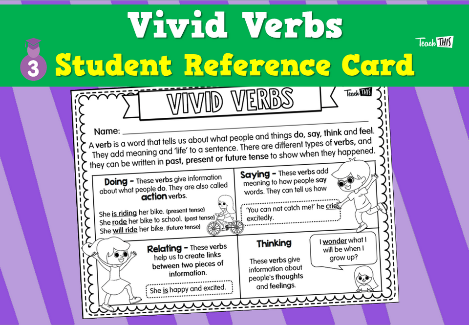 Vivid Verbs - Student Reference Card