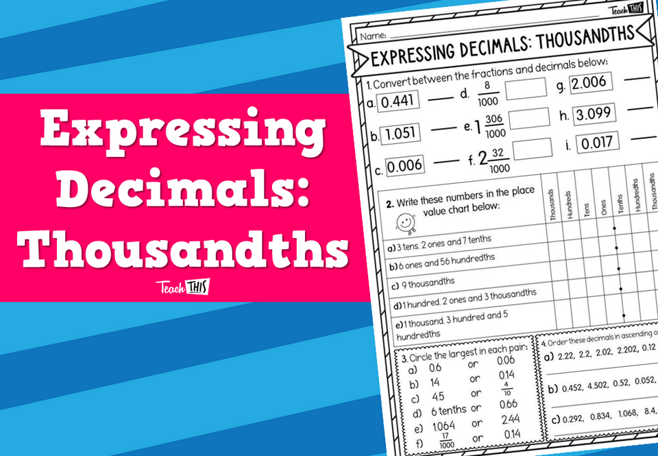 Expressing Decimals- Thousandths
