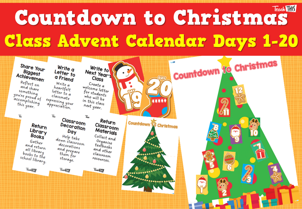 Countdown to Christmas Class Advent Calendar Days 1-20