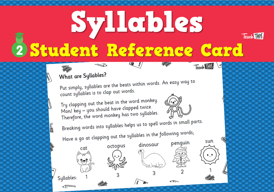 Syllables - Student Reference Card