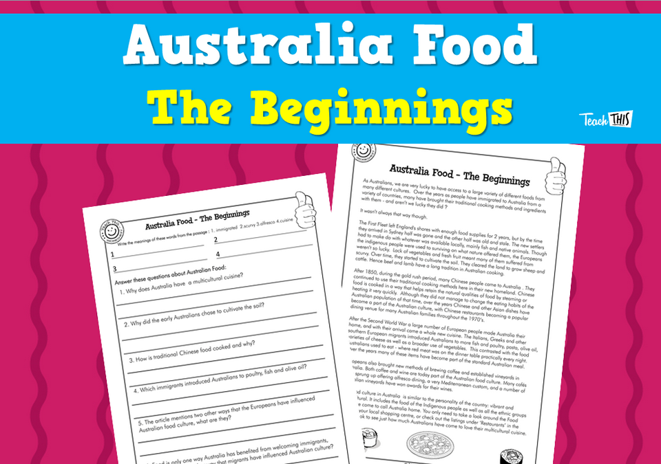 Australia Food - The Beginnings (2 pg)