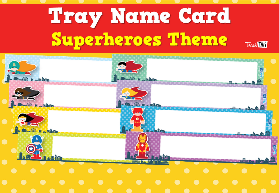 Tray Name Card - Superheroes Theme