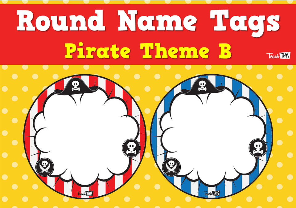 Round Name Tags - Pirate Theme B