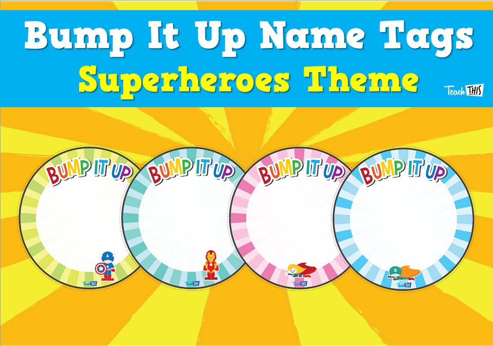 Bump It Up Name Tags - Superheroes Theme